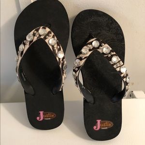 Justin Zebra flip flops